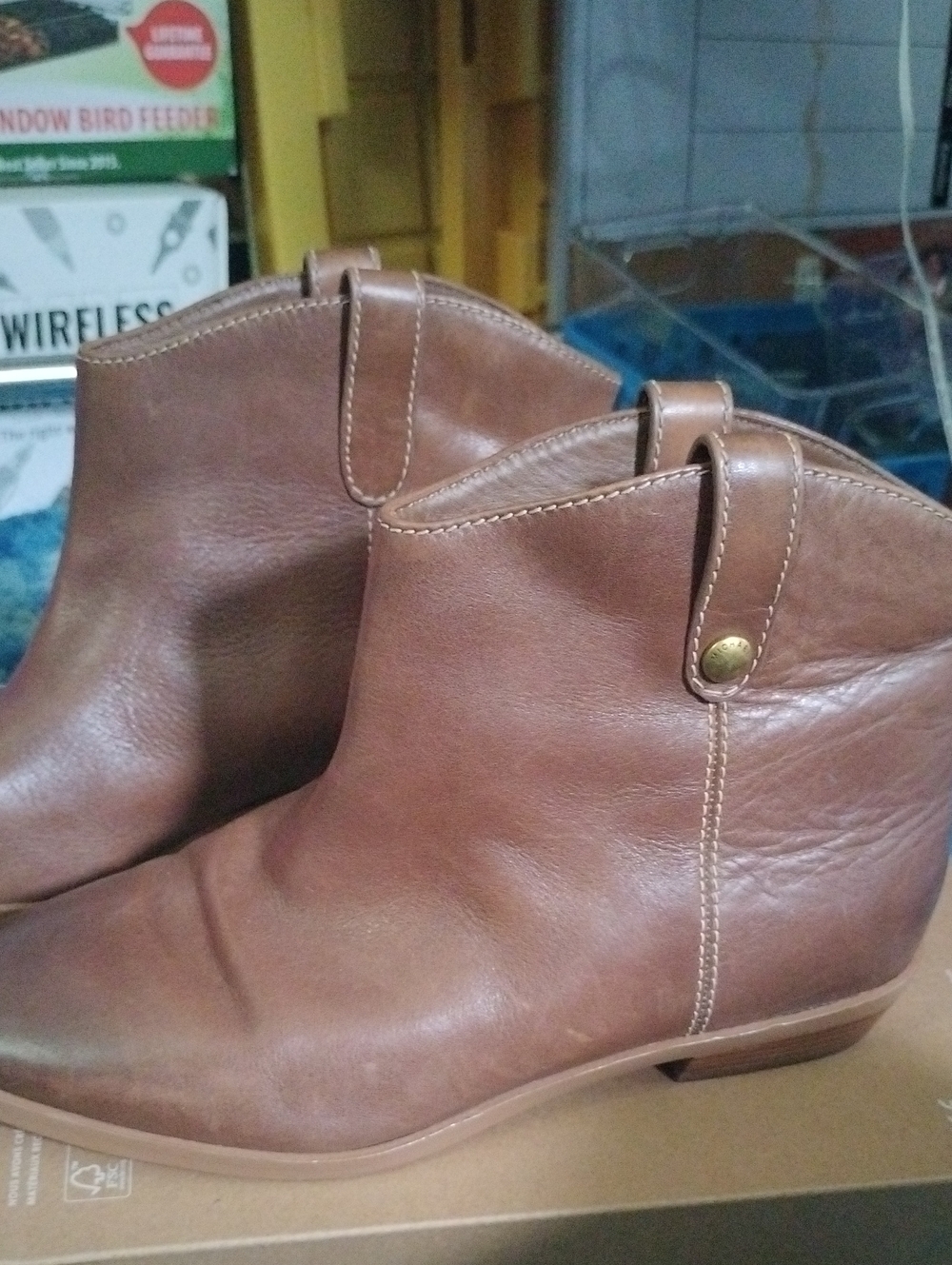 Michael Kors Dark Tan Leather Ankle Booties